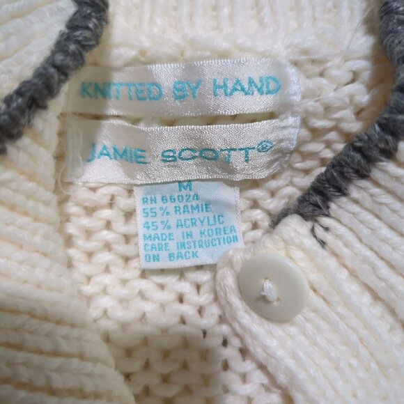 JAMIE SCOTT Vintage Women's sweater sz M long sleeve sweater knitted by hand - Picture 7 of 16
